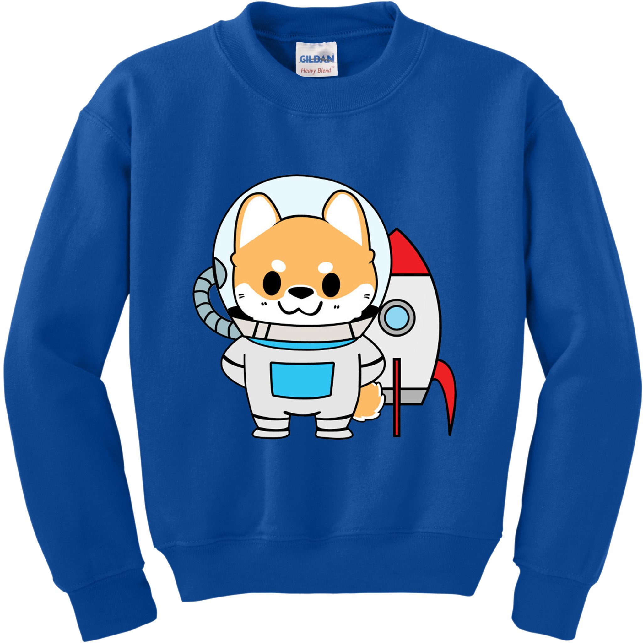 Shiba Cute Fox Rocket Ship Cartoon Kids Sweatshirt