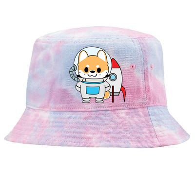 Shiba Cute Fox Rocket Ship Cartoon Tie-Dyed Bucket Hat