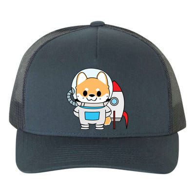 Shiba Cute Fox Rocket Ship Cartoon Yupoong Adult 5-Panel Trucker Hat