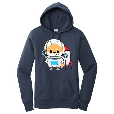 Shiba Cute Fox Rocket Ship Cartoon Women's Pullover Hoodie