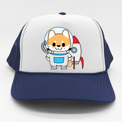 Shiba Cute Fox Rocket Ship Cartoon Trucker Hat