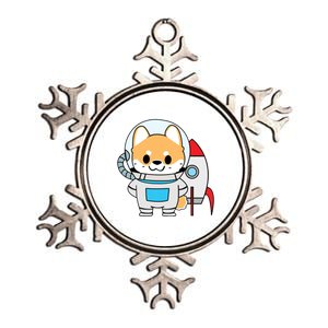 Shiba Cute Fox Rocket Ship Cartoon Metallic Star Ornament