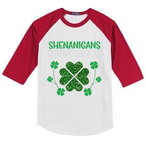 Shenanigans Coordinator Funny St Patricks Day Teacher Kids Colorblock Raglan Jersey