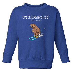 Steamboat Colorado Funny Ski Grizzly Bear Gift Toddler Sweatshirt