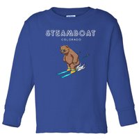 Steamboat Colorado Funny Ski Grizzly Bear Gift Toddler Long Sleeve Shirt