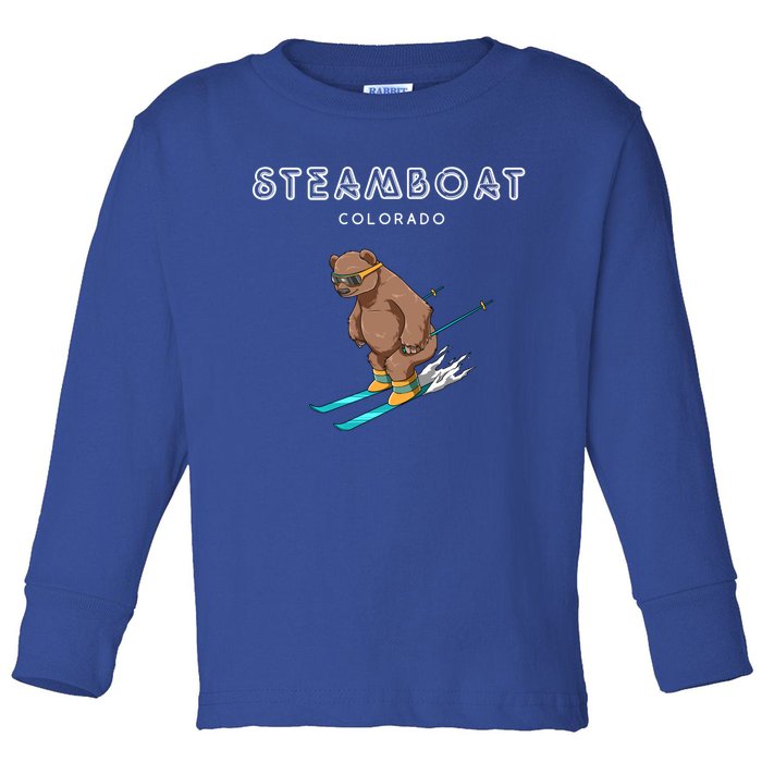 Steamboat Colorado Funny Ski Grizzly Bear Gift Toddler Long Sleeve Shirt