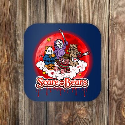 Scary Care Funny Halloween Scare Bears Horror Faces Coaster