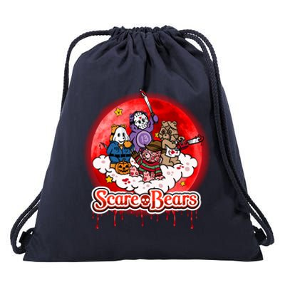 Scary Care Funny Halloween Scare Bears Horror Faces Drawstring Bag