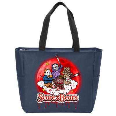 Scary Care Funny Halloween Scare Bears Horror Faces Zip Tote Bag