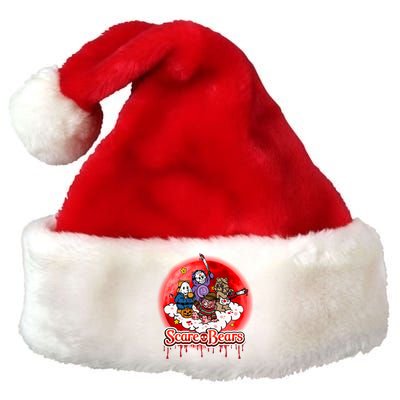 Scary Care Funny Halloween Scare Bears Horror Faces Premium Christmas Santa Hat