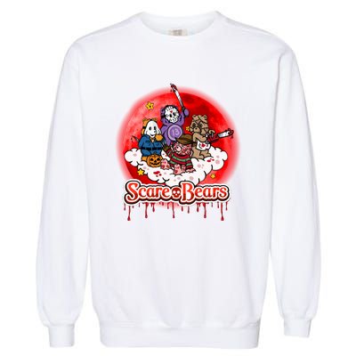 Scary Care Funny Halloween Scare Bears Horror Faces Garment-Dyed Sweatshirt