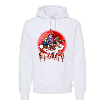 Scary Care Funny Halloween Scare Bears Horror Faces Premium Hoodie