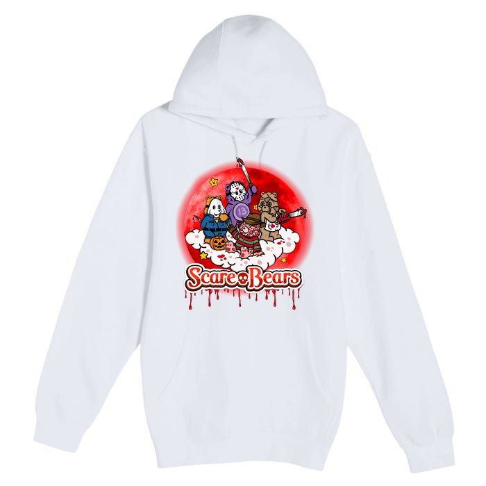 Scary Care Funny Halloween Scare Bears Horror Faces Premium Pullover Hoodie