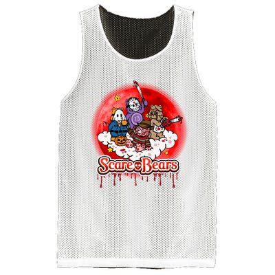 Scary Care Funny Halloween Scare Bears Horror Faces Mesh Reversible Basketball Jersey Tank