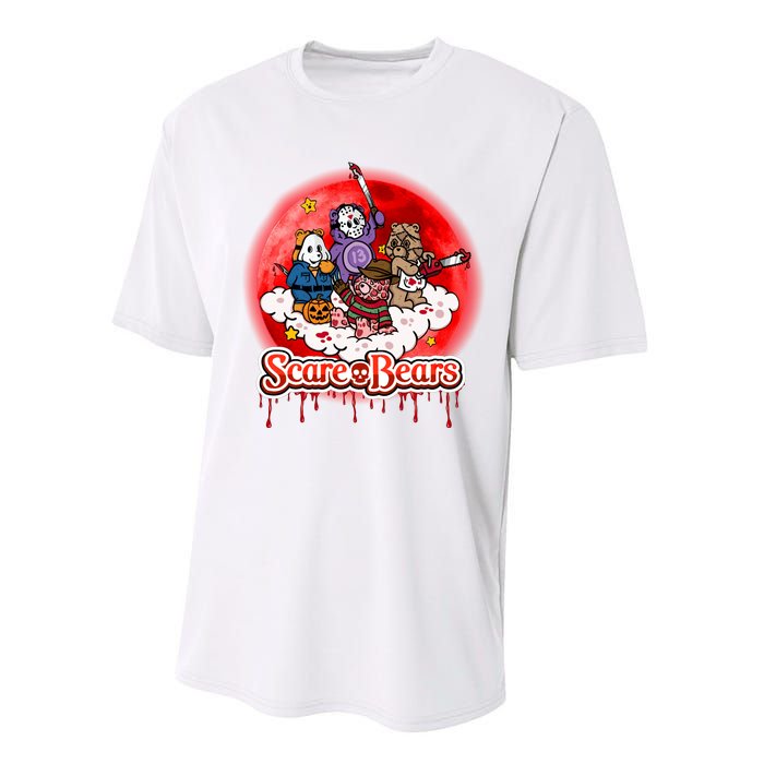 Scary Care Funny Halloween Scare Bears Horror Faces Performance Sprint T-Shirt