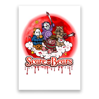 Scary Care Funny Halloween Scare Bears Horror Faces Poster