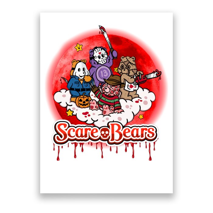 Scary Care Funny Halloween Scare Bears Horror Faces Poster