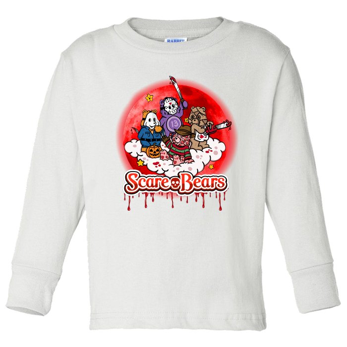 Scary Care Funny Halloween Scare Bears Horror Faces Toddler Long Sleeve Shirt