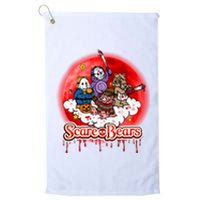 Scary Care Funny Halloween Scare Bears Horror Faces Platinum Collection Golf Towel