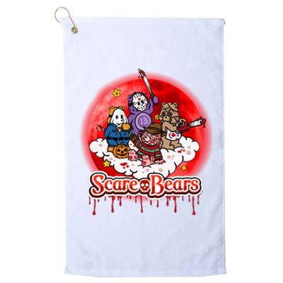 Scary Care Funny Halloween Scare Bears Horror Faces Platinum Collection Golf Towel