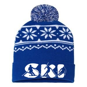 Skiing Clothing For Skiers And Ski Lovers Gift USA-Made Snowflake Beanie