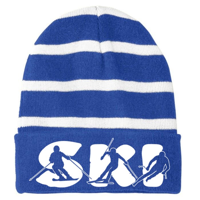 Skiing Clothing For Skiers And Ski Lovers Gift Striped Beanie with Solid Band