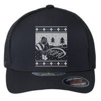 Santa Claus Funny Taking A Leak Ho Ho Ho Tree Snow Ugly Christmas Flexfit Unipanel Trucker Cap