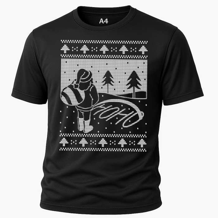 Santa Claus Funny Taking A Leak Ho Ho Ho Tree Snow Ugly Christmas Cooling Performance Crew T-Shirt