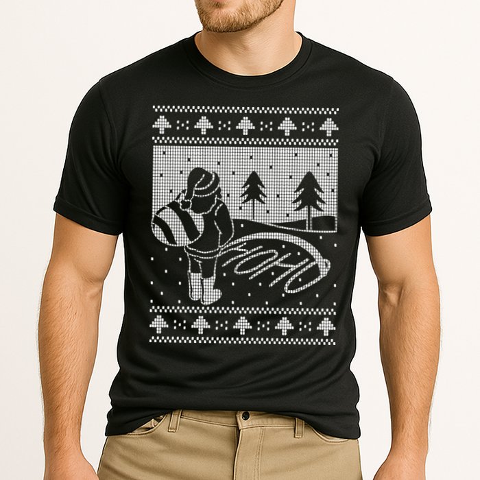 Santa Claus Funny Taking A Leak Ho Ho Ho Tree Snow Ugly Christmas Cooling Performance Crew T-Shirt