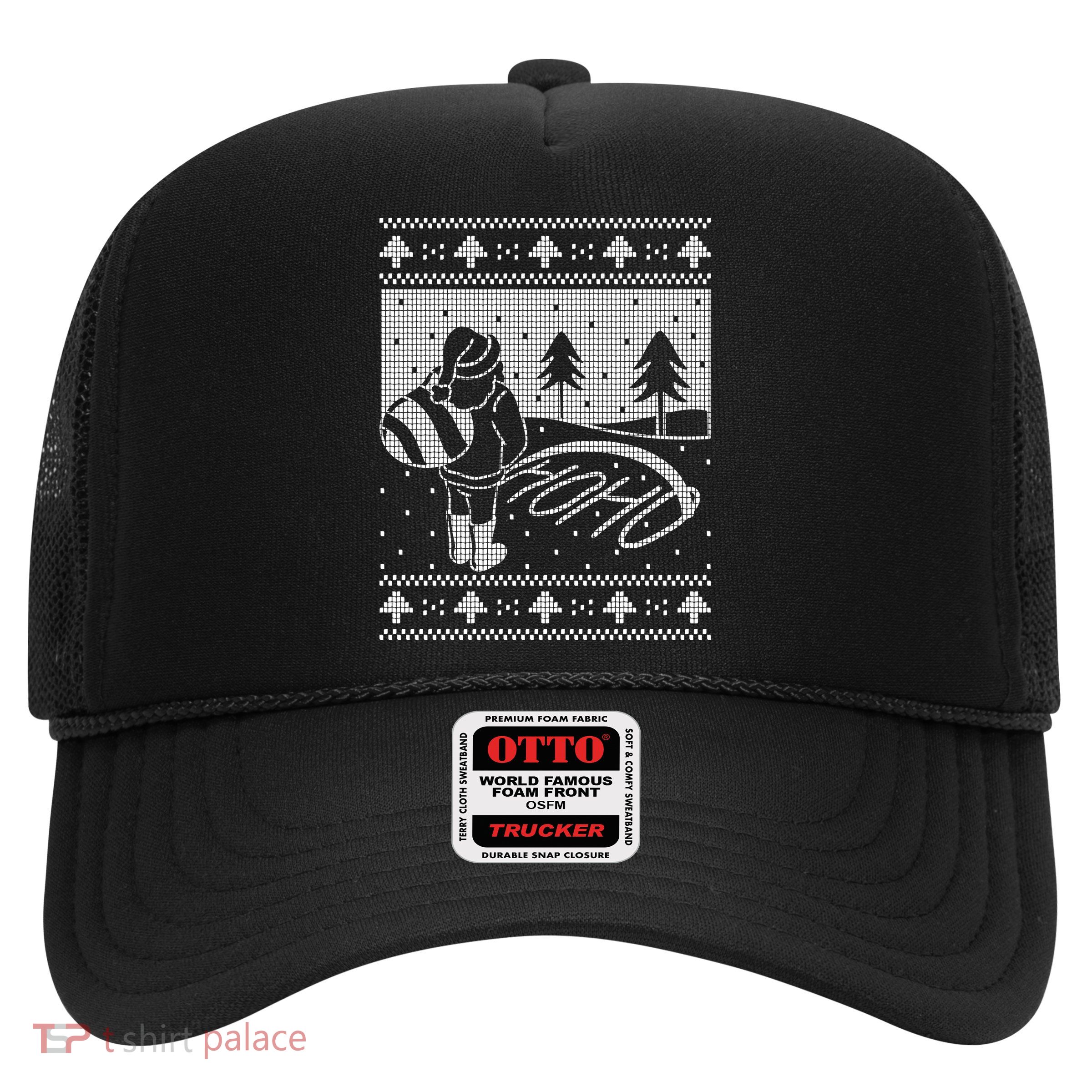 Santa Claus Funny Taking A Leak Ho Ho Ho Tree Snow Ugly Christmas Trucker Hat