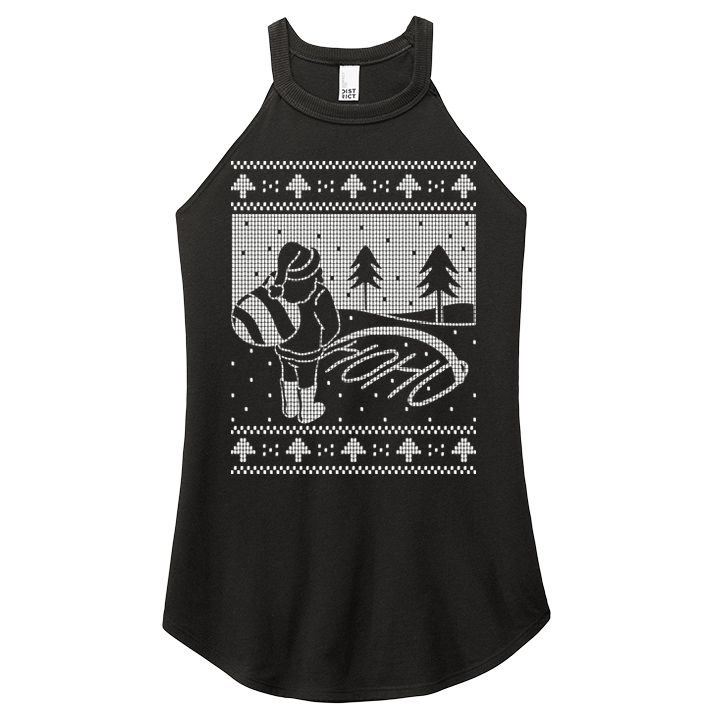 Santa Claus Funny Taking A Leak Ho Ho Ho Tree Snow Ugly Christmas Women's Perfect Tri Rocker Tank