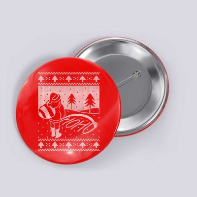 Santa Claus Funny Taking A Leak Ho Ho Ho Tree Snow Ugly Christmas Button