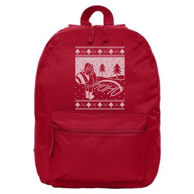 Santa Claus Funny Taking A Leak Ho Ho Ho Tree Snow Ugly Christmas 16 in Basic Backpack