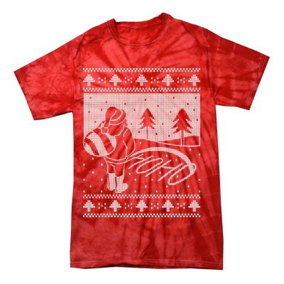 Santa Claus Funny Taking A Leak Ho Ho Ho Tree Snow Ugly Christmas Tie-Dye T-Shirt
