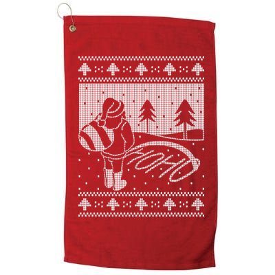 Santa Claus Funny Taking A Leak Ho Ho Ho Tree Snow Ugly Christmas Golf Towel