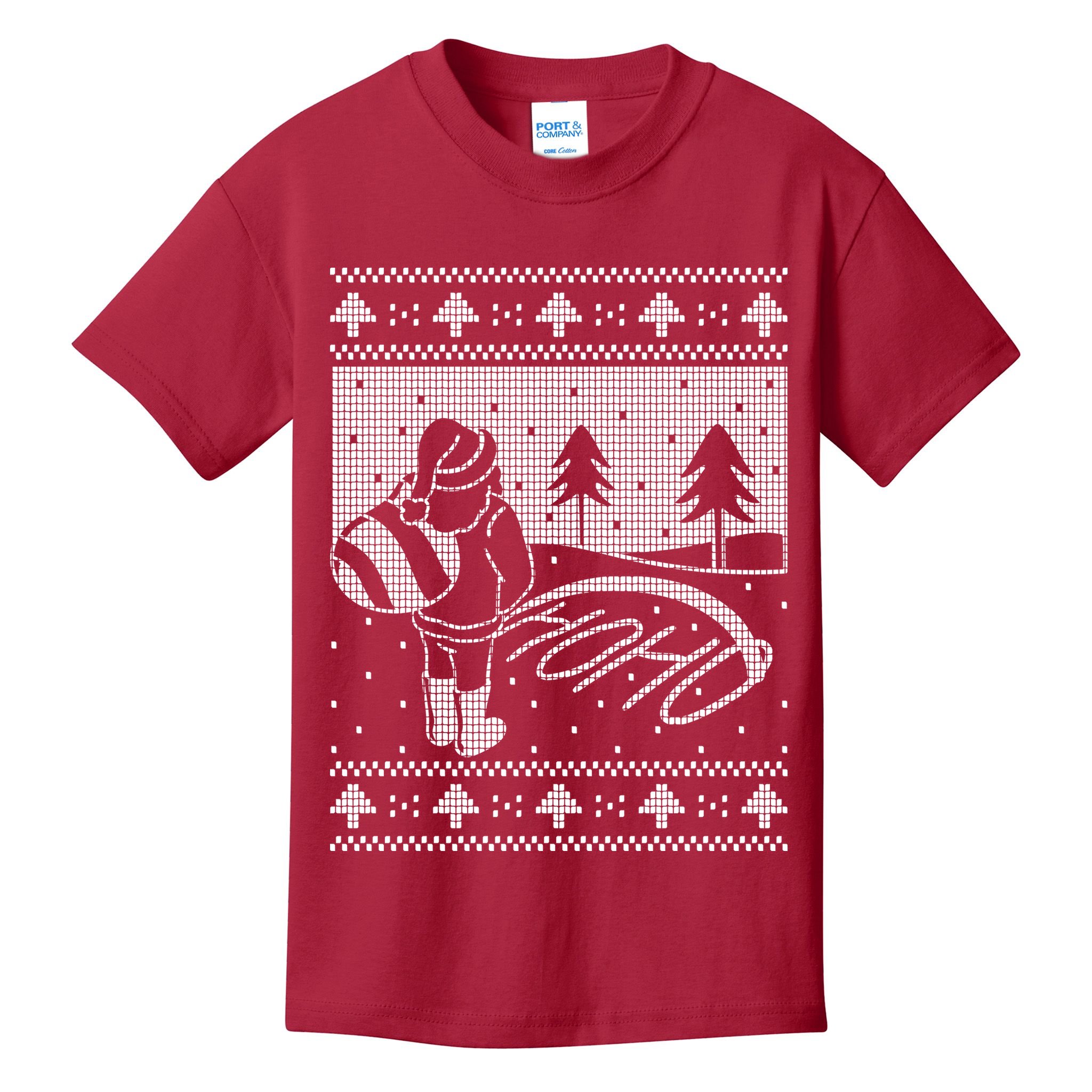 Santa Claus Funny Taking A Leak Ho Ho Ho Tree Snow Ugly Christmas Kids T-Shirt