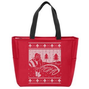 Santa Claus Funny Taking A Leak Ho Ho Ho Tree Snow Ugly Christmas Zip Tote Bag