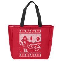 Santa Claus Funny Taking A Leak Ho Ho Ho Tree Snow Ugly Christmas Zip Tote Bag