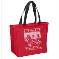 Santa Claus Funny Taking A Leak Ho Ho Ho Tree Snow Ugly Christmas Zip Tote Bag