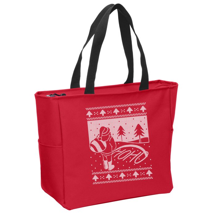 Santa Claus Funny Taking A Leak Ho Ho Ho Tree Snow Ugly Christmas Zip Tote Bag