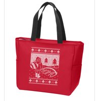 Santa Claus Funny Taking A Leak Ho Ho Ho Tree Snow Ugly Christmas Zip Tote Bag