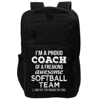 Softball Coach Funny Thank You Appreciation Gift Impact Tech Backpack