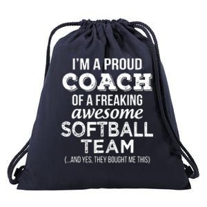 Softball Coach Funny Thank You Appreciation Gift Drawstring Bag