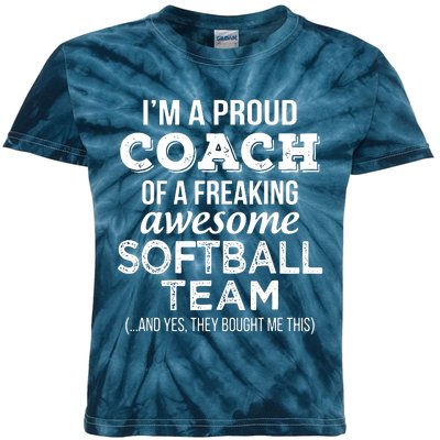 Softball Coach Funny Thank You Appreciation Gift Kids Tie-Dye T-Shirt