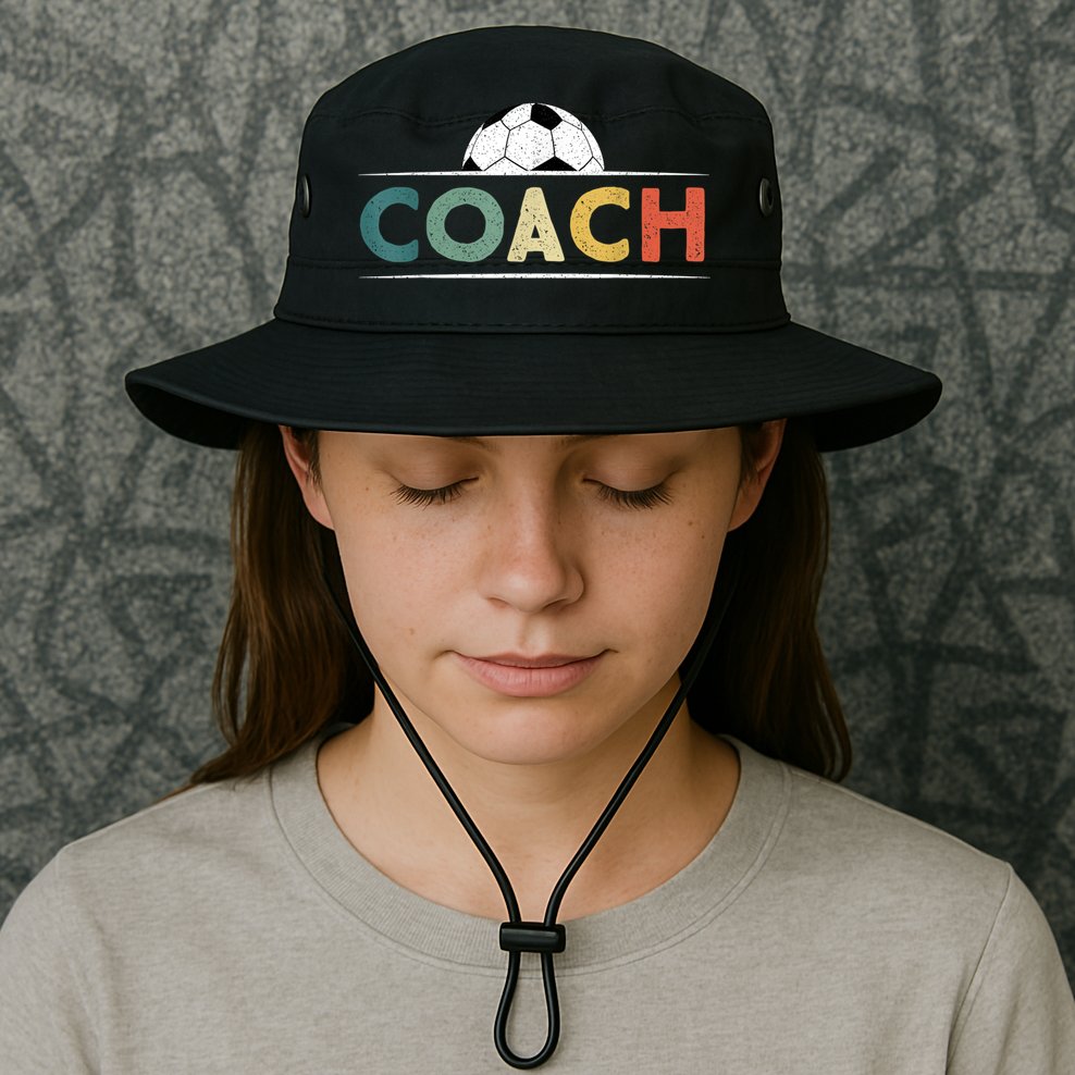 Soccer Coach Funny Retro Vintage Soccer Ball Coaching Bucket Hat