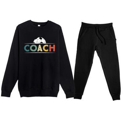 Soccer Coach Funny Retro Vintage Soccer Ball Coaching Premium Crewneck Sweatsuit Set