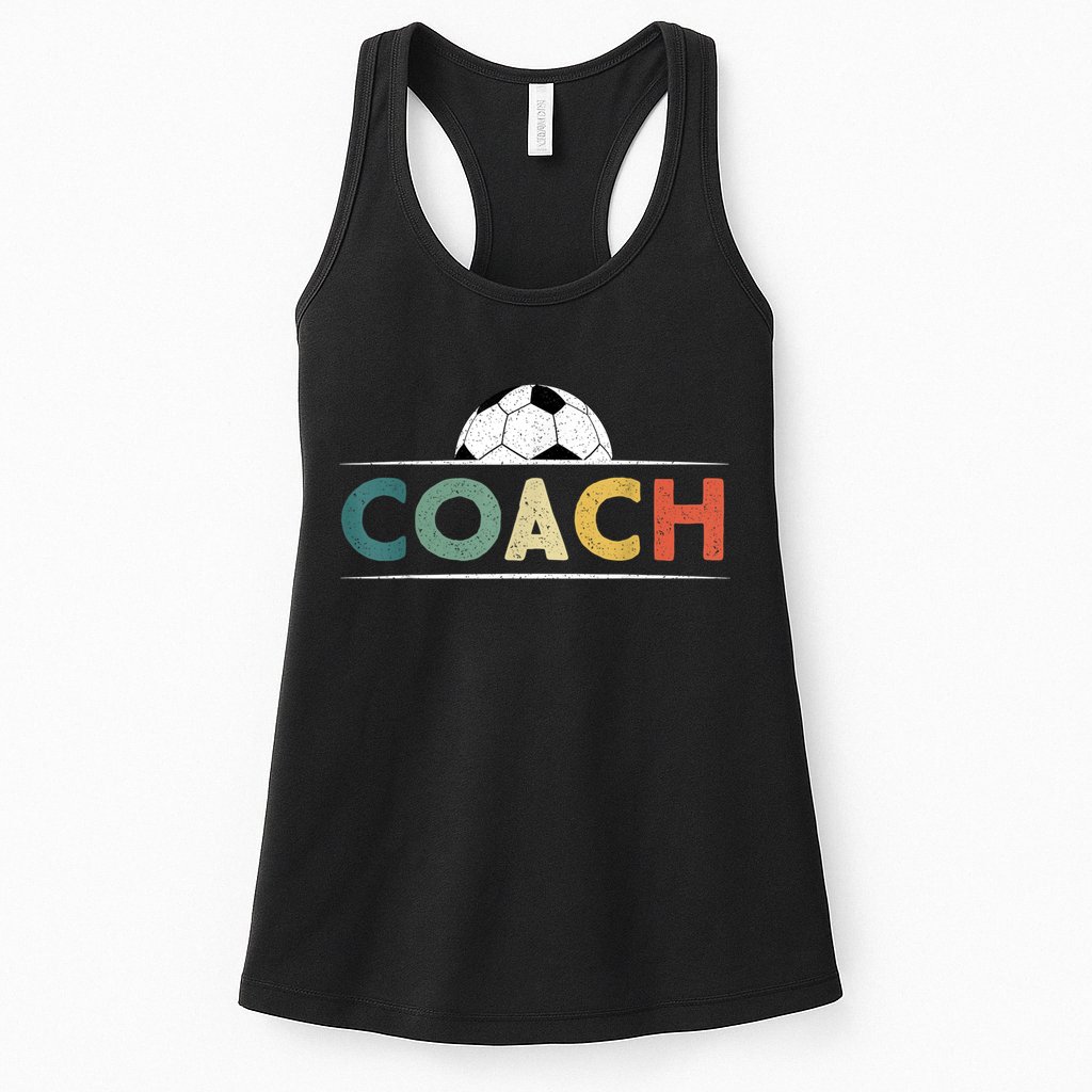 Soccer Coach Funny Retro Vintage Soccer Ball Coaching Womens Tank Top