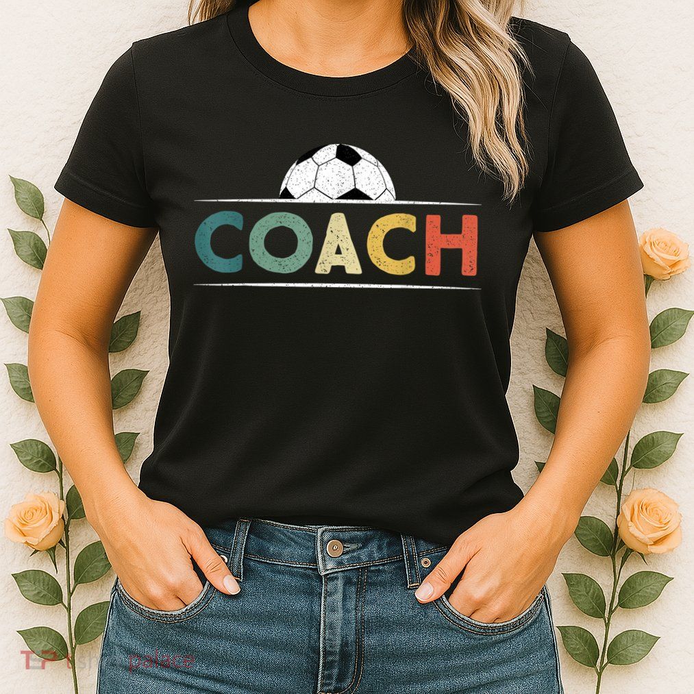 Soccer Coach Funny Retro Vintage Soccer Ball Coaching Womens T-Shirt