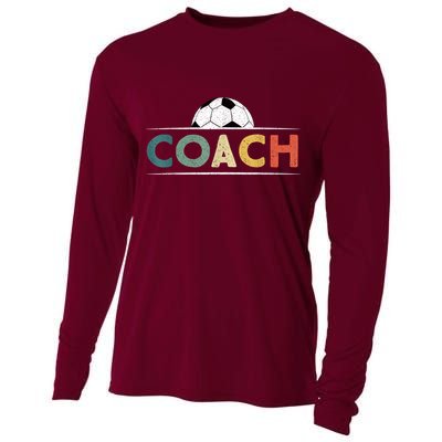 Soccer Coach Funny Retro Vintage Soccer Ball Coaching Cooling Performance Long Sleeve Crew
