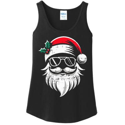 Santa Claus Face Sunglasses With Hat Beard Xmas  Ladies Essential Tank